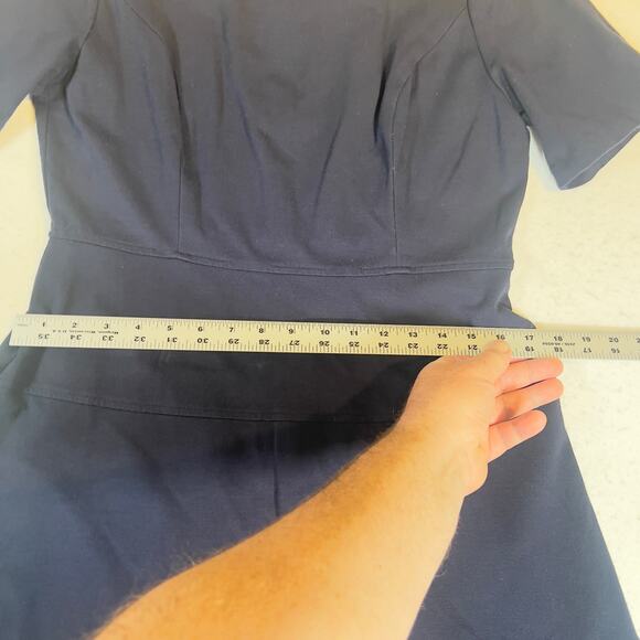 Talbots A-Line Dress Woman's 8 Peasant Rear Zip Just Above Knee ~37" L Navy Blue - Picture 6 of 11